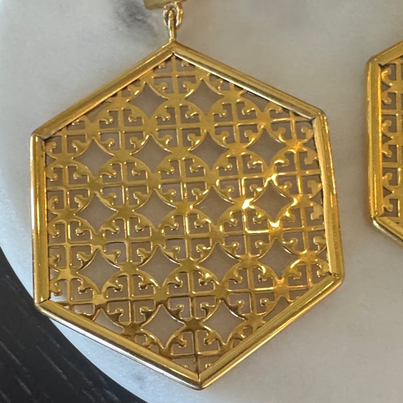 Tory Burch Gold Geometric Earrings - Picture 2 of 6